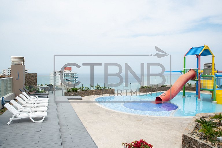 2 BDR Condo With Spectacular Terrace, Beach & Pool