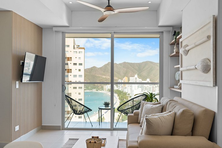 Rodadero Bay Top Sea View WIFI- Pool GreatLocation