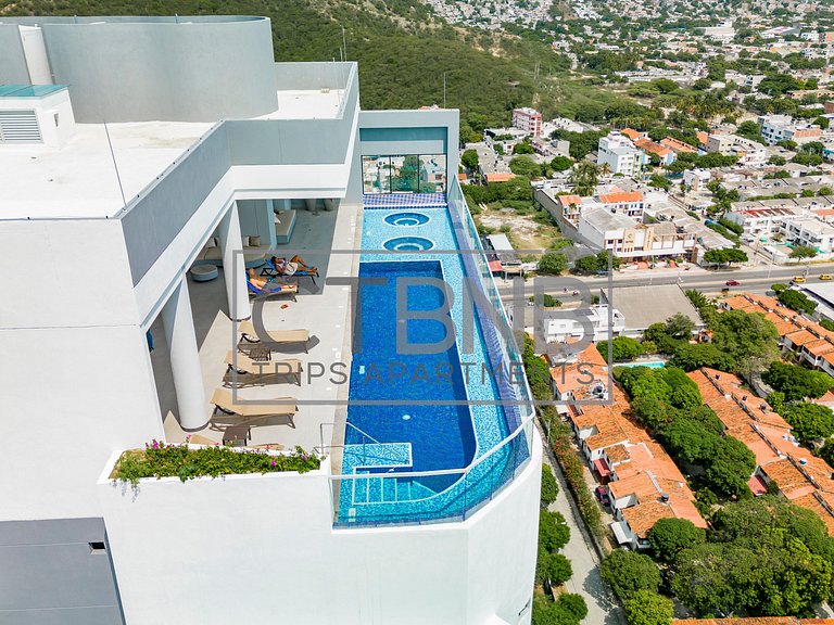 Bayview Rodadero 2 BR Top Amenities Pool & Jacuzzi