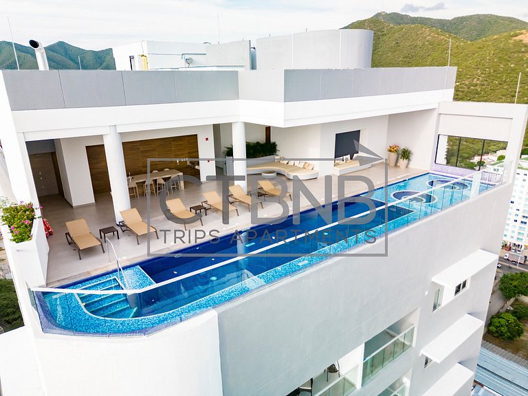 Luxury Moderm 2Hab Pool & Jacuzzi Rodadero Beach